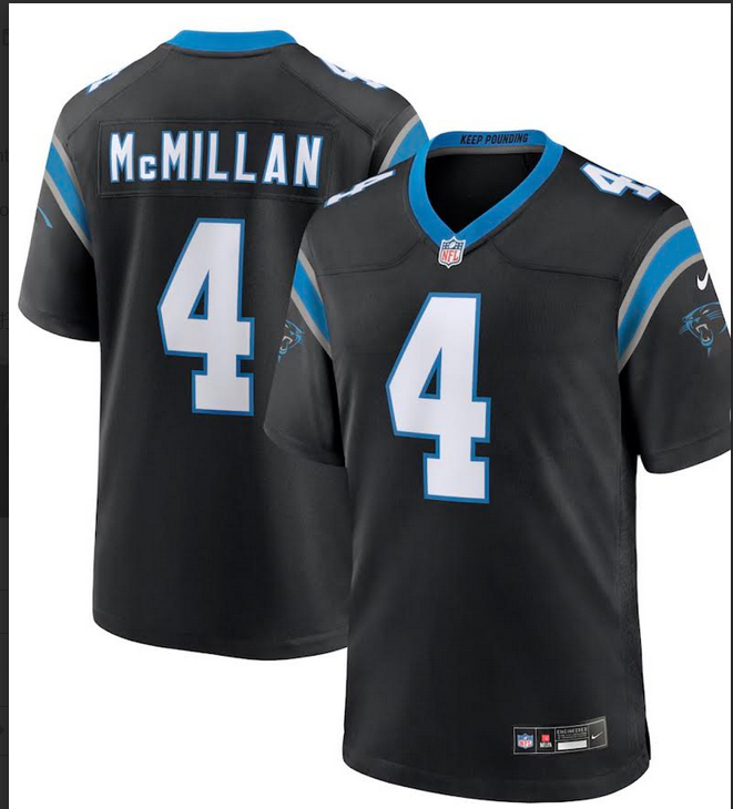 Men Carolina Panthers #4 Tetairoa McMillan black 2025 Nike NFL jersey